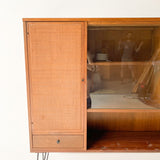 Mid Century Curio Cabinet with Sliding Glass Doors