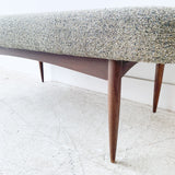 Mid Century Upholstered Bench on Tapered Legs