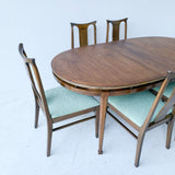 Mid Century Dining Set with 6 Chairs - New Green Upholstery