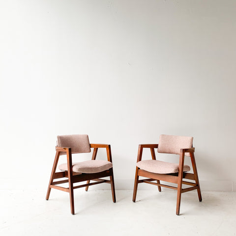 Pair of Gunlocke Chairs with New Blush Upholstery