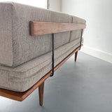 Mid Century Sofa/Daybed with Greige Upholstery