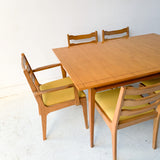 Mid Century Modern Basic Witz Dining Set with 6 Chairs and 1 Leaf
