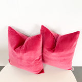Pair of 22" Magenta Velvet Pillows