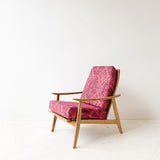 Mid Century High Back Lounge Chair with New Bohemian Upholstery