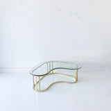 Amoeba Shaped Brass and Glass Coffee Table