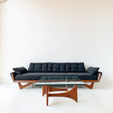 Mid Century Modern Adrian Pearsall Sofa with New Black Upholstery