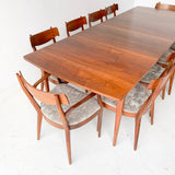 Mid Century Modern Kipp Stewart for Drexel Walnut Dining Table with 2 Leaves