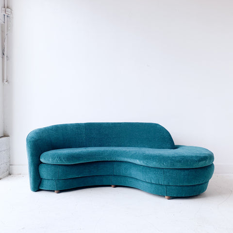 Curved Sofa made in Sweden with New Sea Green Upholstery