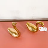 Pair of Vintage Brass Swans