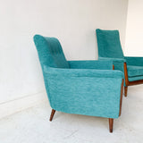 Pair of Mid Century Modern Lounge Chairs with New Upholstery