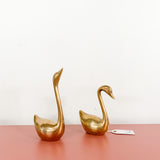 Pair of Vintage Brass Swans