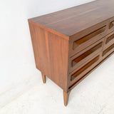 Mid Century Modern Sculpted Front Low 9 Drawer Dresser