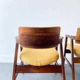 Pair of Gunlocke Chairs with New Mustard Tweed Upholstery