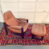 Mid Century Modern Lounge Chair and Ottoman by Percival Lafer