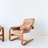 Pair of Vintage Leather Lounge Chairs