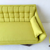 Mid Century Modern Sofa and Lounge Chair with New Chartreuse Upholstery