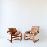 Pair of Vintage Leather Lounge Chairs