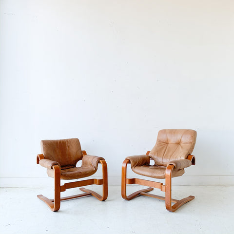 Pair of Vintage Leather Lounge Chairs