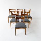 Set of 6 Mid Century Modern Drexel Profile Dining Chairs with New Upholstery
