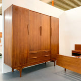 Teak Armoire with Sculpted Pulls - made in France by Ameublement NF