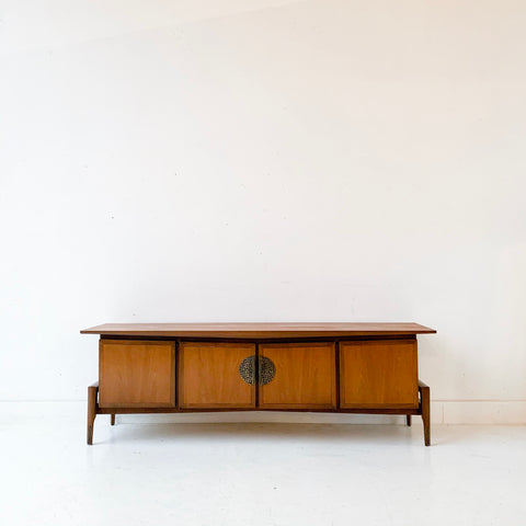 Mid Century Modern Low Sideboard with Unique Side Legs by Helen Hobey Baker