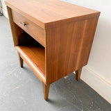 Mid Century Modern Nightstand with Hammered Drawer Pull