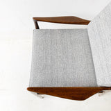 Mid Century Modern Kofod Larsen Lounge Chair with New Grey Upholstery
