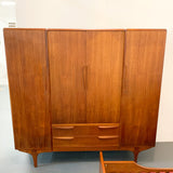 Teak Armoire with Sculpted Pulls - made in France by Ameublement NF