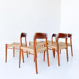 Set of 6 Danish Teak Niels Moller Dining Chairs - Model 75