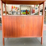 Mid Century Modern Teak Room Divider/Bookshelf with Tambour doors