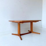 Mid Century Modern Danish Teak Dining Table with 2 Leaves by E. Valentinsen