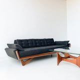 Mid Century Modern Adrian Pearsall Sofa with New Black Upholstery