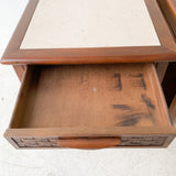 Pair of End Tables with Travertine Tops