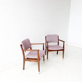 Pair of Mid Century Occasional Chairs with New Purple/Pink Upholstery