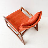 Mid Century Modern Adrian Pearsall Lounge Chair with New Orange/Red Upholstery