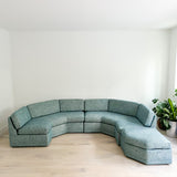 Mid Century Angular Sectional Sofa with Ottoman