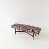 Mid Century Modern Bench with New Upholstery