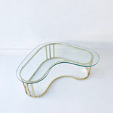 Amoeba Shaped Brass and Glass Coffee Table