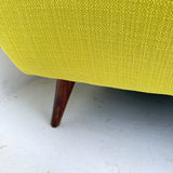 Mid Century Modern Sofa and Lounge Chair with New Chartreuse Upholstery