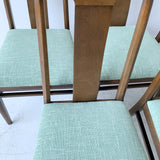 Mid Century Dining Set with 6 Chairs - New Green Upholstery