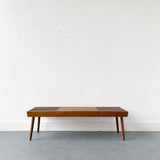 Mid Century Modern Expandable Slat Bench/Coffee Table