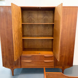 Teak Armoire with Sculpted Pulls - made in France by Ameublement NF