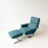 Space Age Lounge Chair and Ottoman with New Upholstery