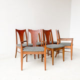 Set of 6 Mid Century Modern Dining Chairs with New Upholstery
