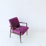 Mid Century Modern Occasional Chair with New Purple Tweed Upholstery