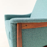 Mid Century Lounge Chair with New Teal Upholstery