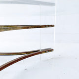 Vintage Lucite and Brass Glass Top Coffee Table