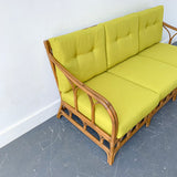 Mid Century Modern Rattan Sofa with New Upholstery