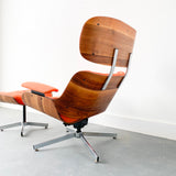 Mid Century Eames Style Lounge Chair and Ottoman with New Upholstery