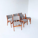 Set of 6 Danish Teak Dining Chairs with New Upholstery